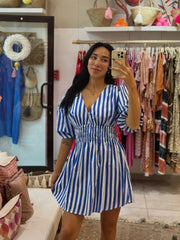 Alexa Dress - Blue Stripe