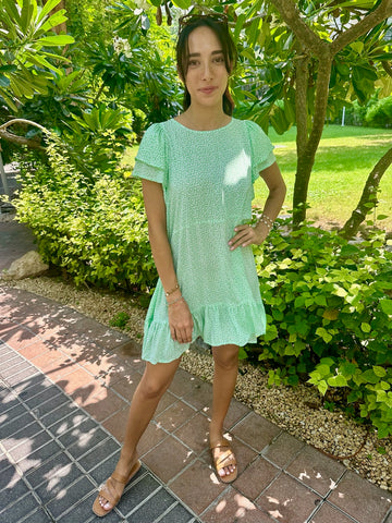 Tess Dress - Green Floral