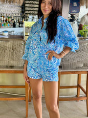 Margot Set Linen - Bright Blue Shell