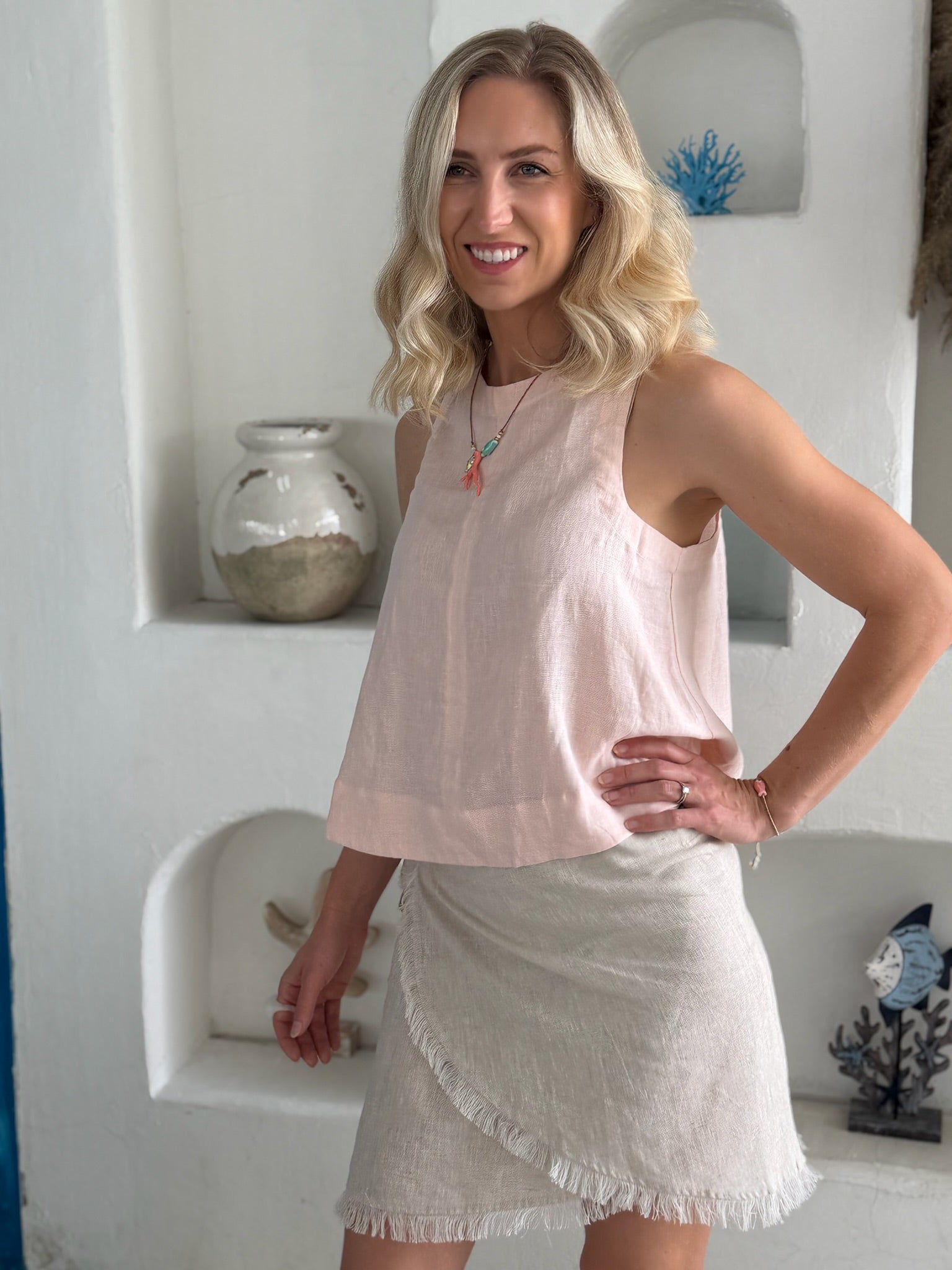 Shell Top Linen - Soft Pink