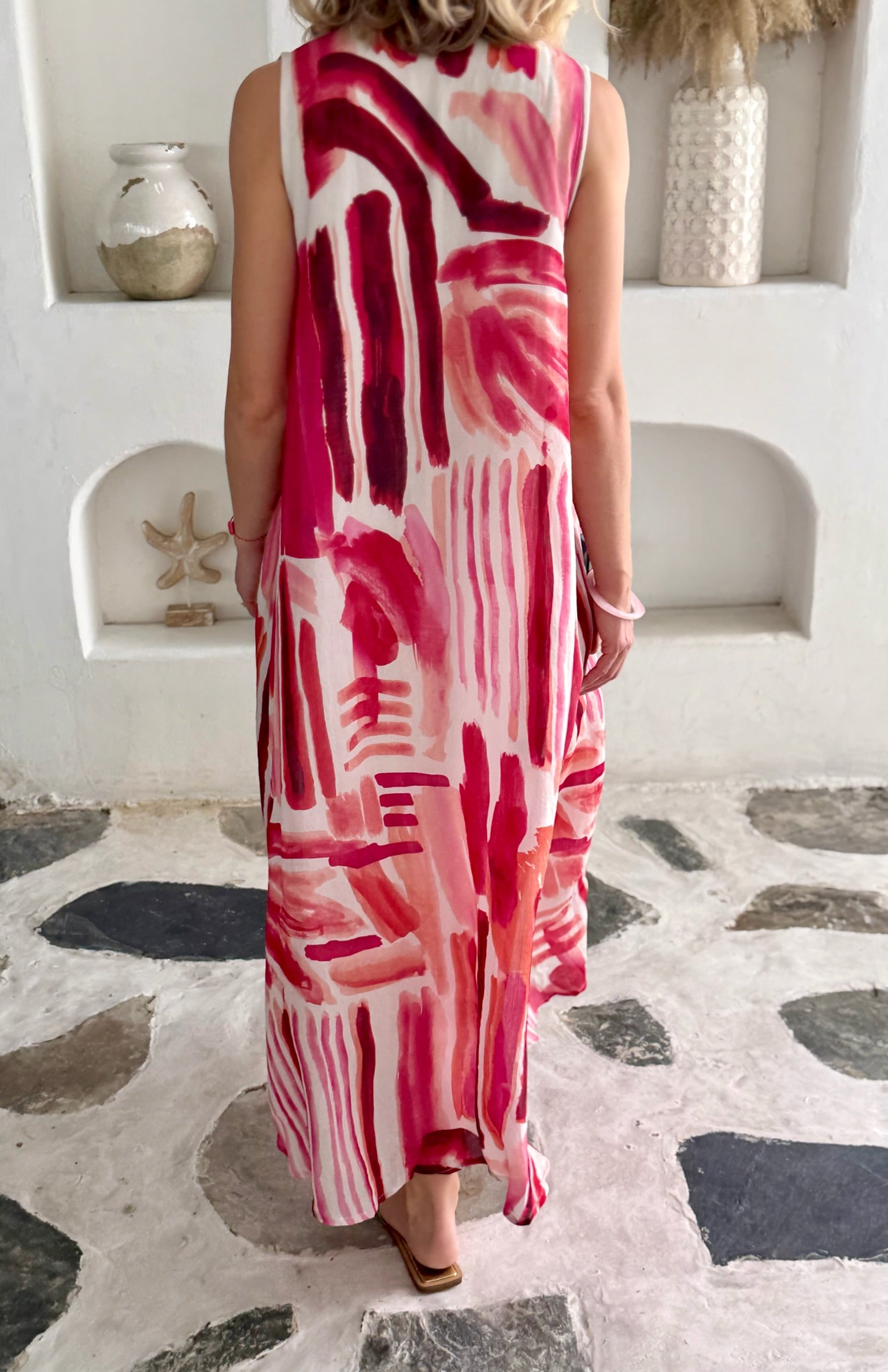 Bella Dress - Red and Pink Stripes