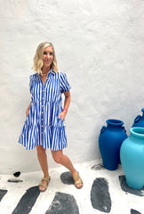 Coco Dress - Blue Stripe