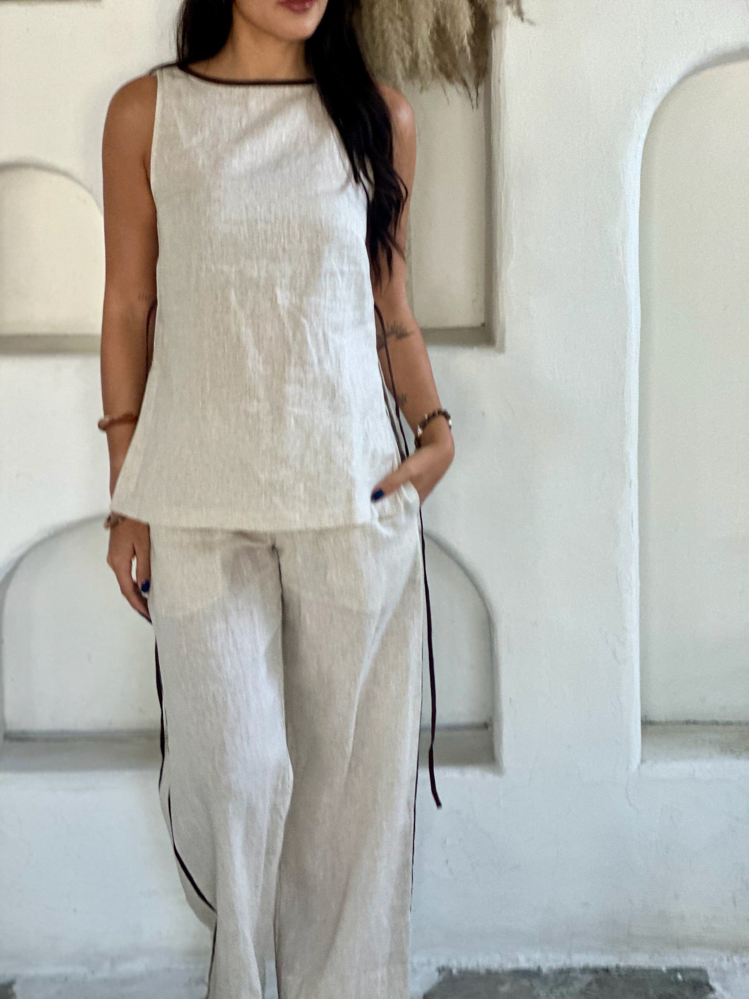 Hazel Top with Trim - Natural