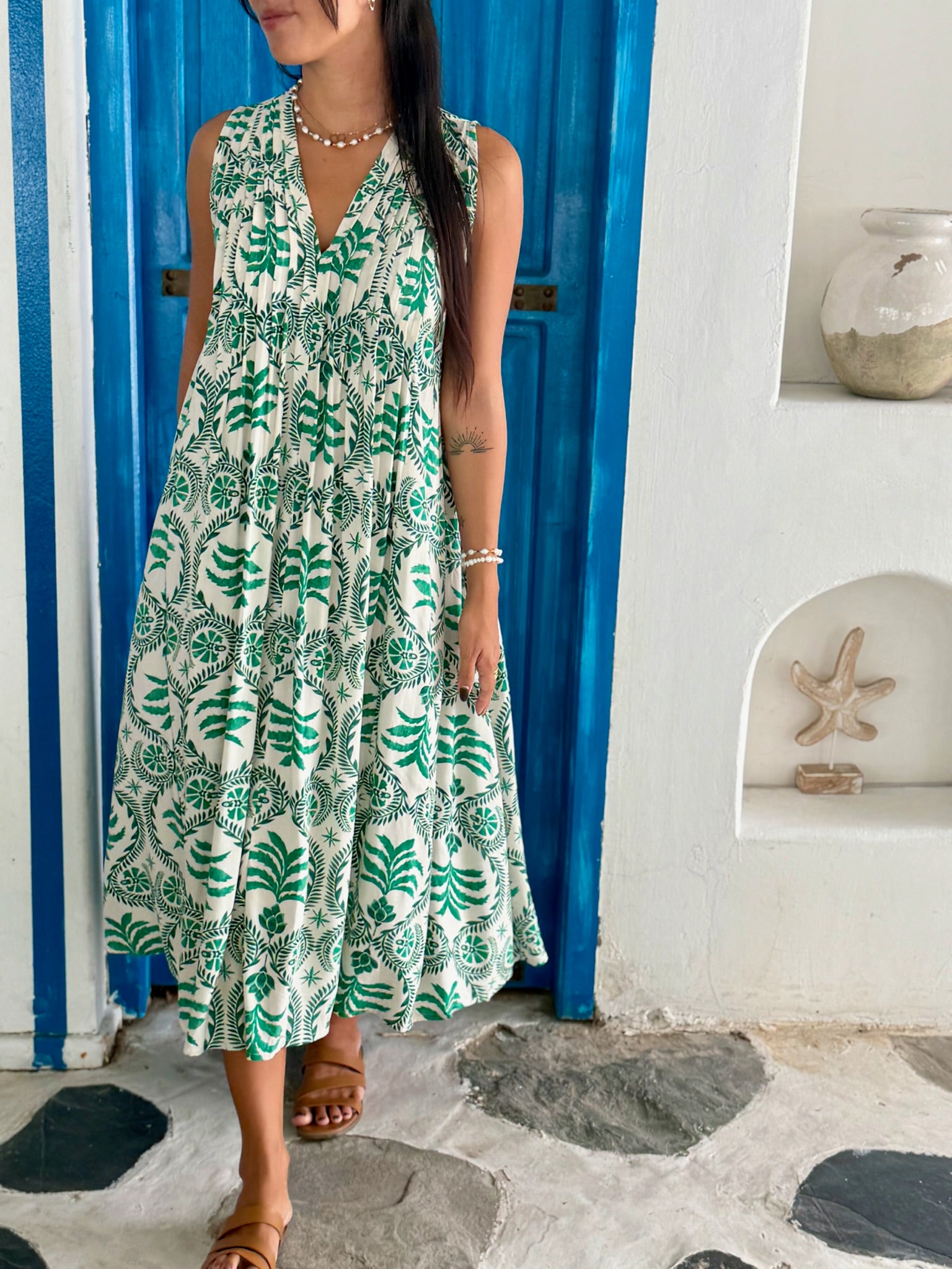 Bella Dress - Green Palm