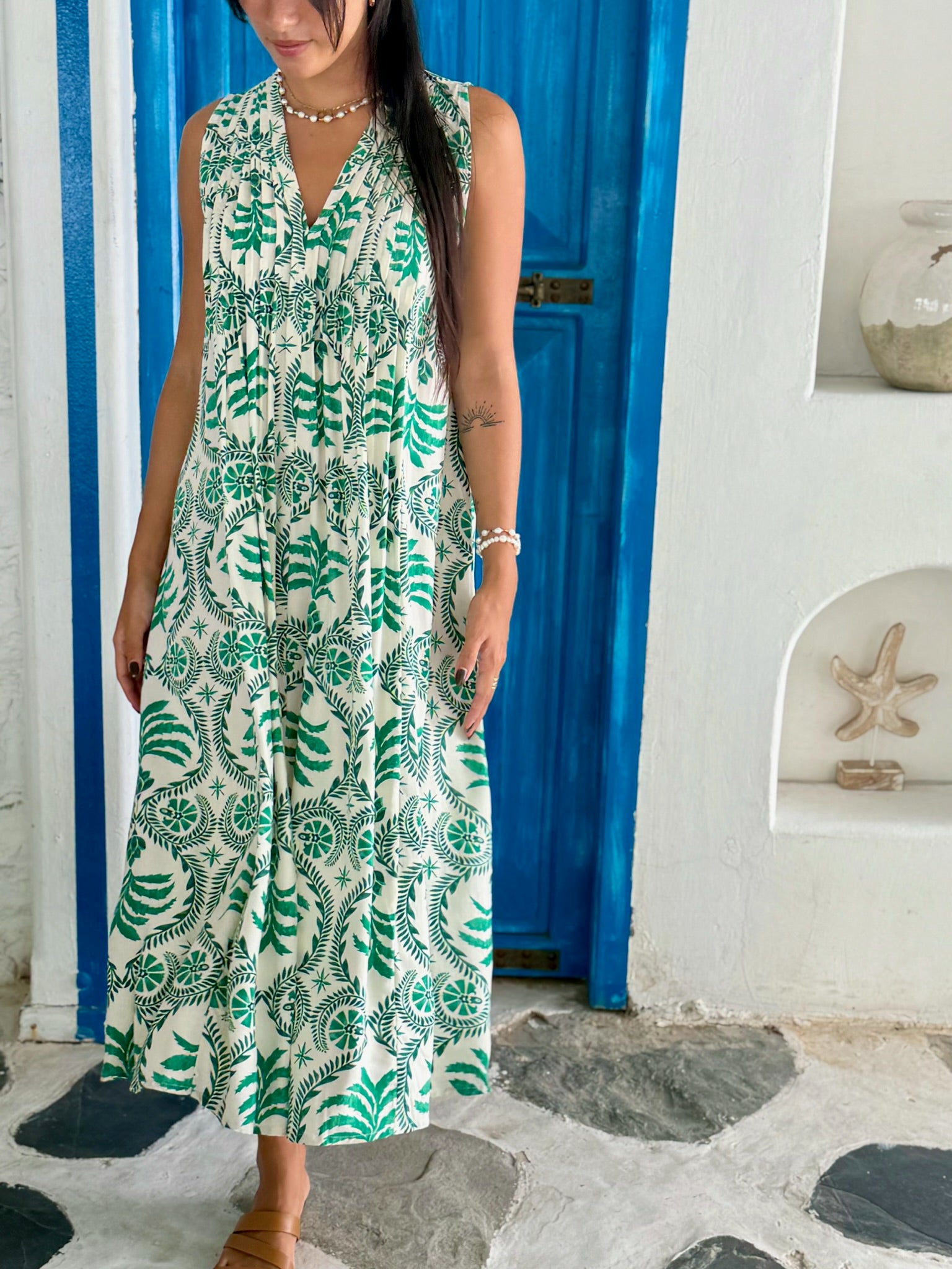 Bella Dress - Green Palm