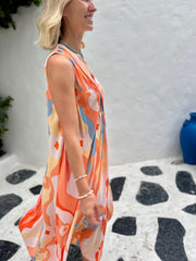 Bella Dress - Blue Orange Swirl