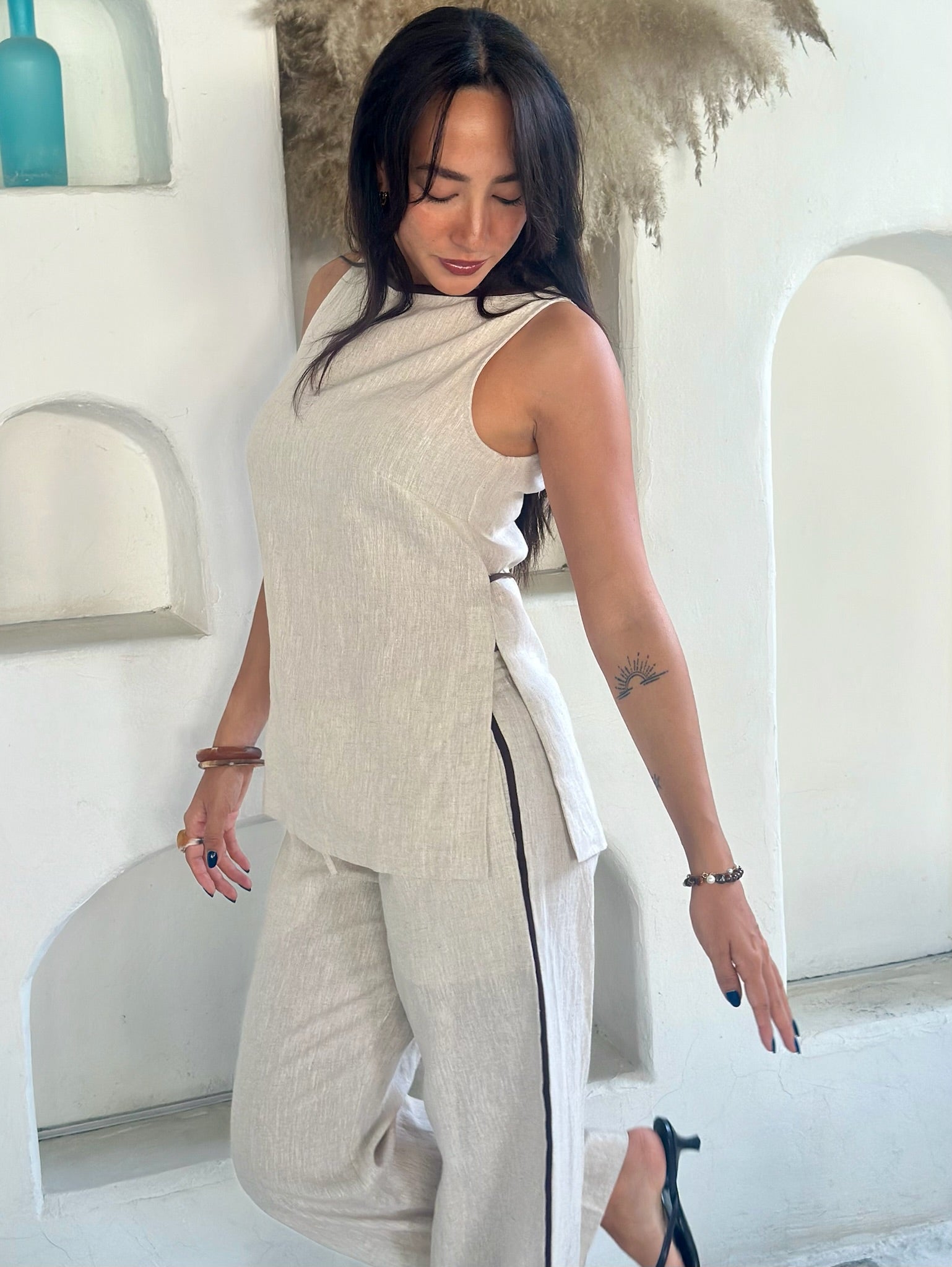 Hazel Top with Trim - Natural