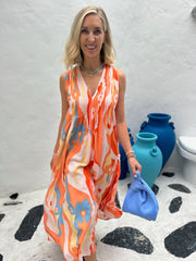 Bella Dress - Blue Orange Swirl