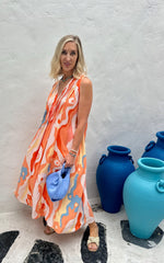 Bella Dress - Blue Orange Swirl