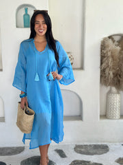 Zoe Kaftan Ramie - Bright Blue