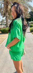 Linen Shorts - Bright Green