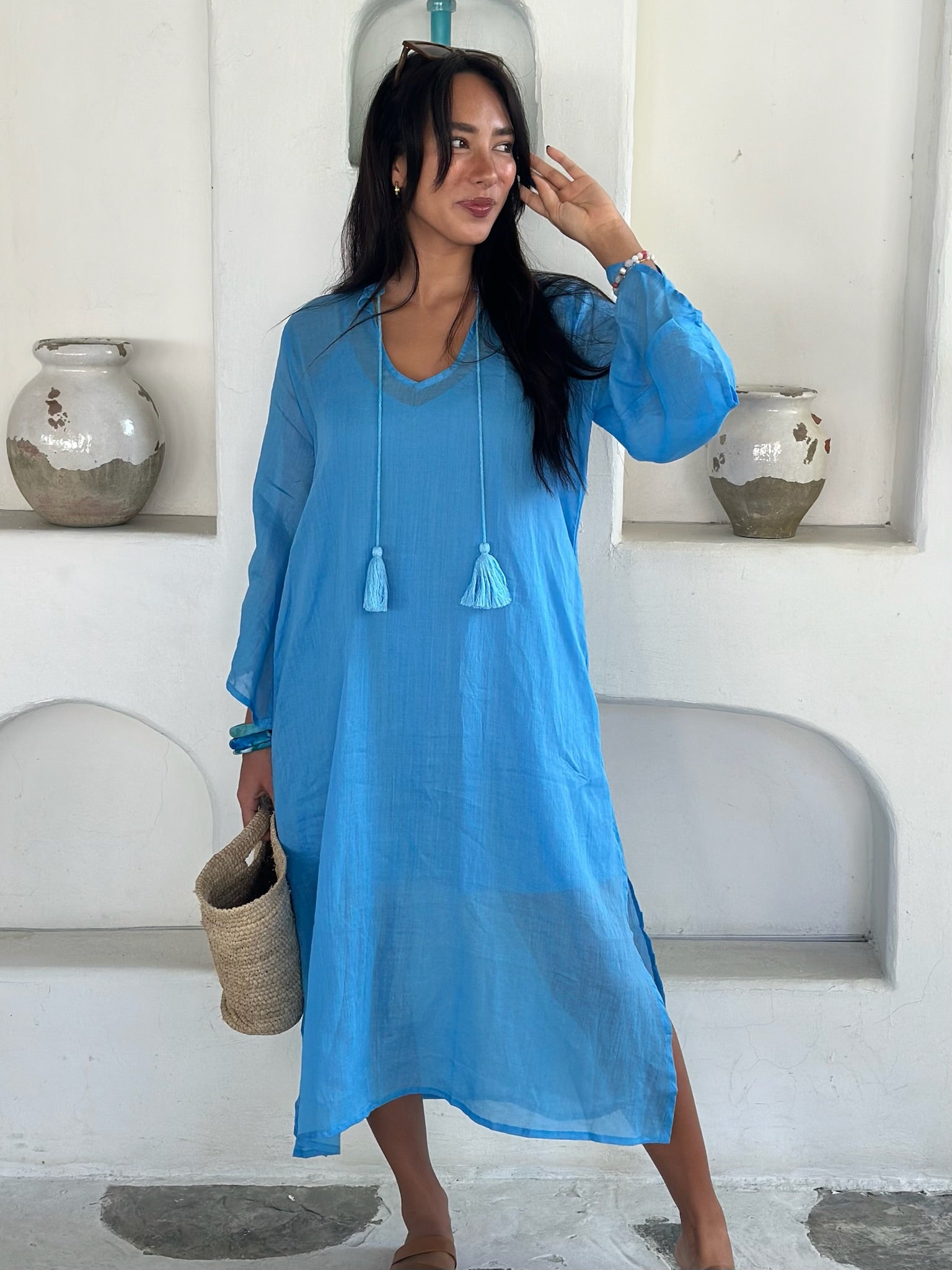 Zoe Kaftan Ramie - Bright Blue
