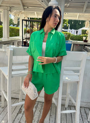 Linen Shorts - Bright Green