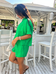 Linen Shorts - Bright Green