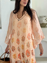 Zoe Kaftan Ramie - Peach