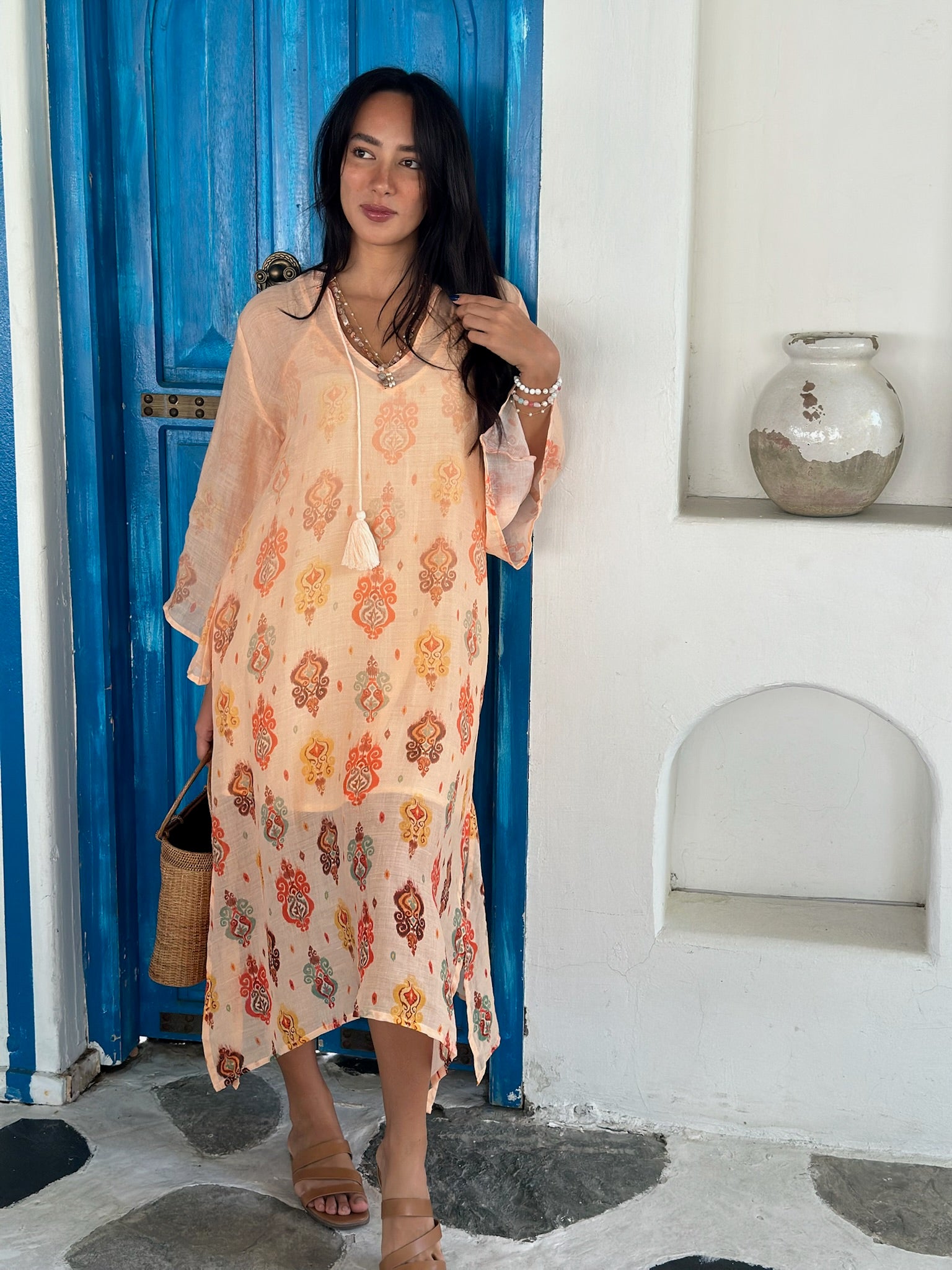 Zoe Kaftan Ramie - Peach