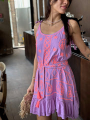 Sofia Dress Embroidered - Lilac