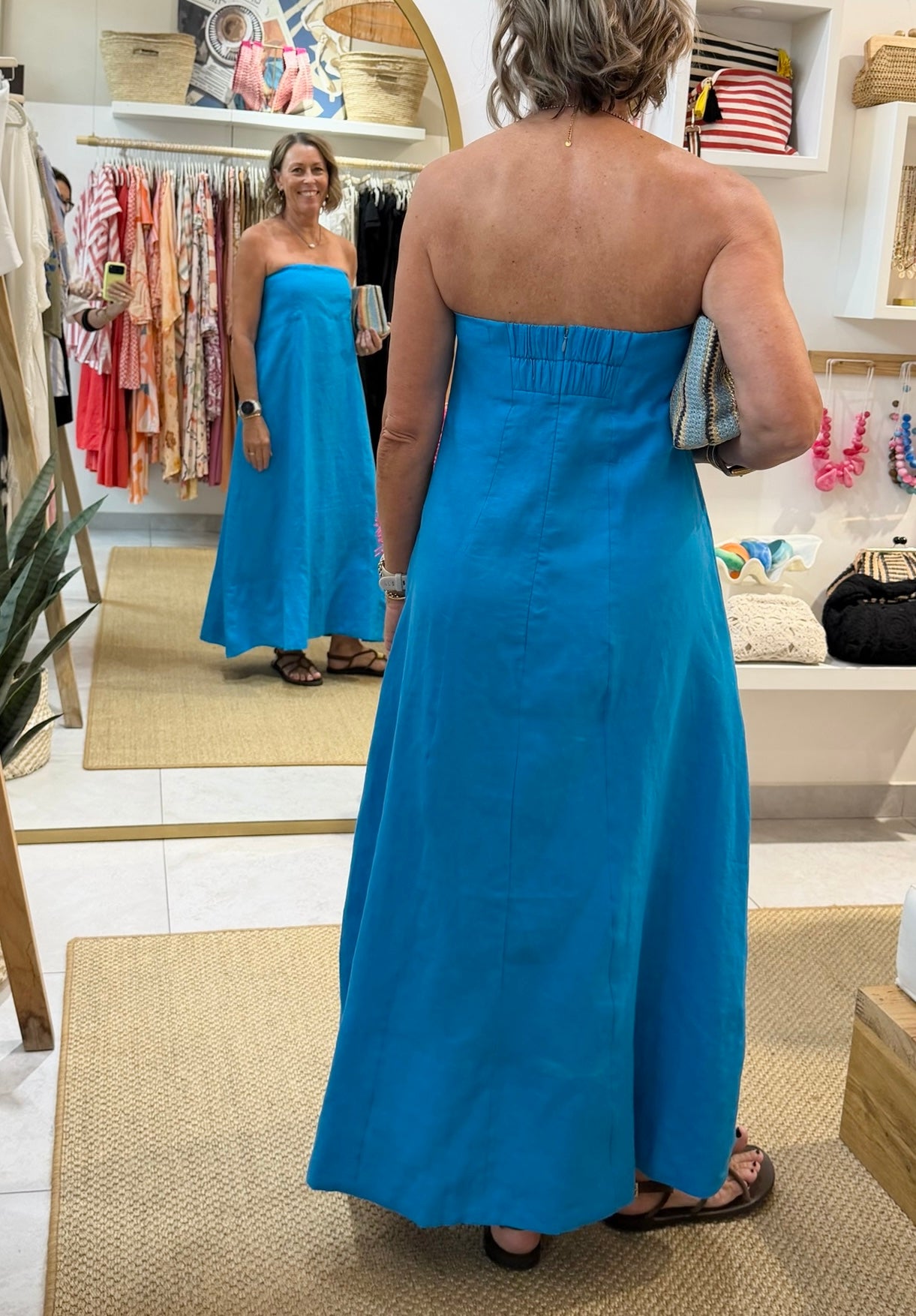 Pippa Dress Linen - Ocean