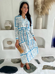 Cleo Dress - Blue Tile