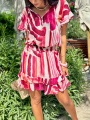 Izzy Dress - Red and Pink Stripes