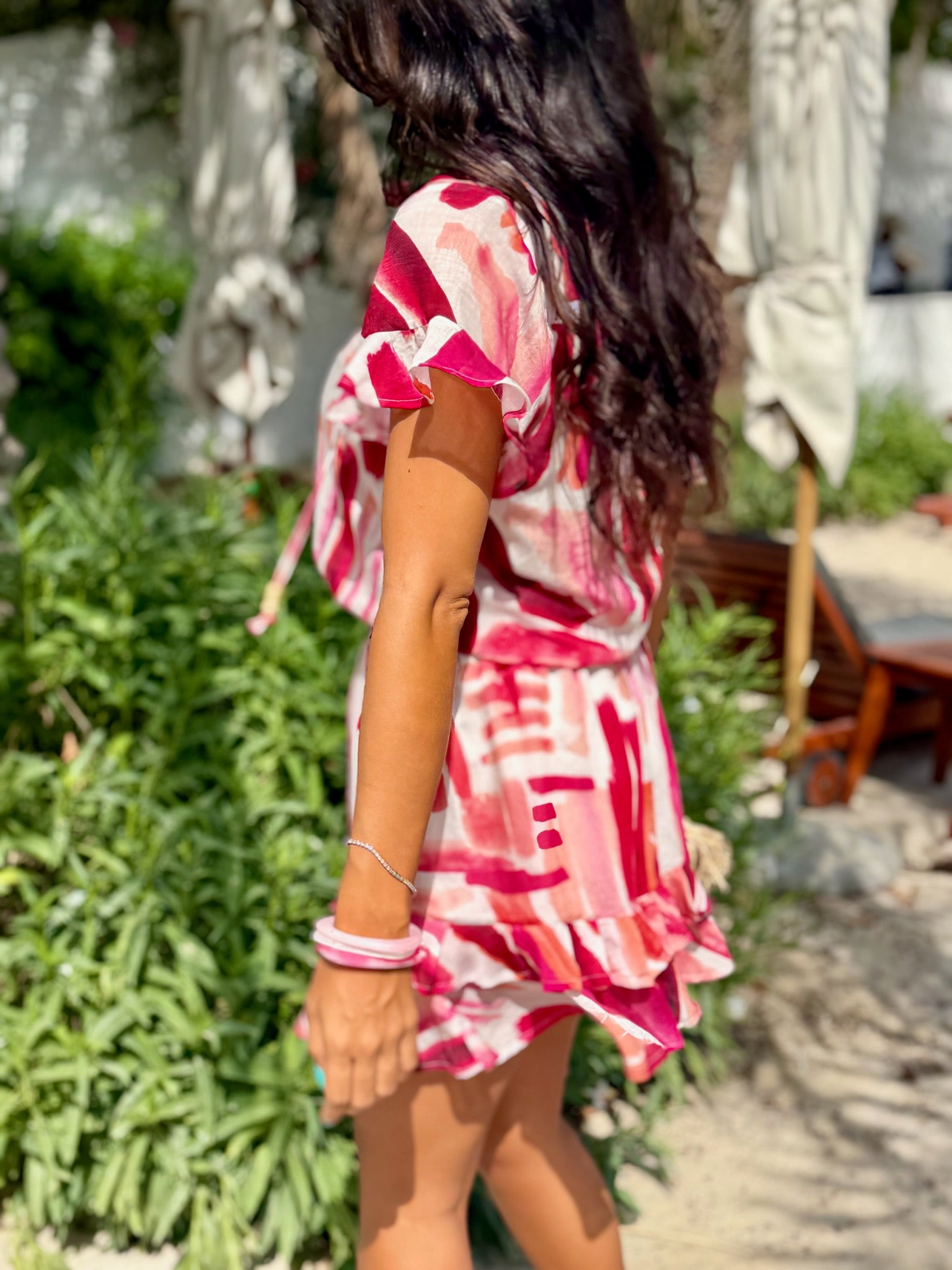 Izzy Dress - Red and Pink Stripes