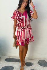 Izzy Dress - Red and Pink Stripes