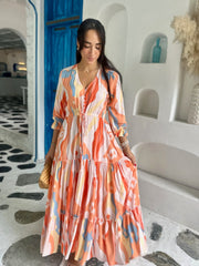 Marley Dress - Coral and Blue