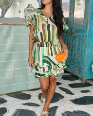 Izzy Dress - Green Stripes