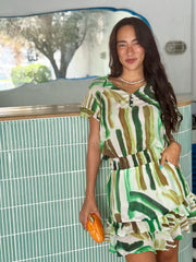 Izzy Dress - Green Stripes