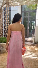 Pippa Dress Linen - Pink