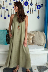 Remy Dress Linen - Khaki