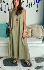Remy Dress Linen - Khaki