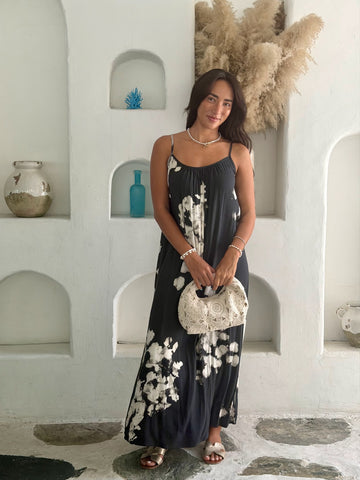 Ivy Dress - Black and Grey Tie Dye