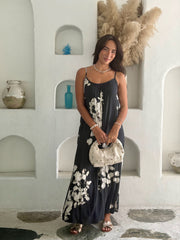 Ivy Dress - Black and Grey Tie Dye
