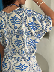 Talia Dress - Royal Blue Palm