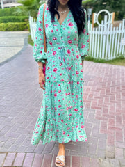 Marnie Dress - Green Flower