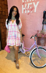 Mimi Dress - Pink and White Check Linen