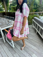 Mimi Dress - Pink and White Check Linen