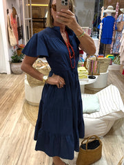 Jess Dress Cotton Poplin - Navy
