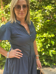 Jess Dress Cotton Poplin - Navy