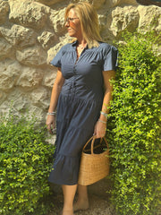 Jess Dress Cotton Poplin - Navy