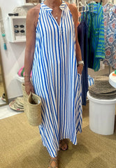 Remy Dress - Blue and White Stripe
