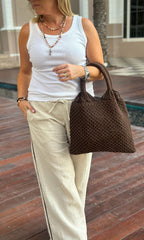 Linen Trousers - Natural with Chocolate Trim