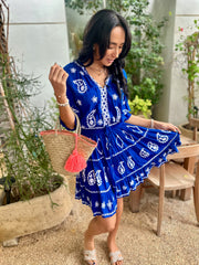 Gemma Dress - Royal Blue with Embroidery