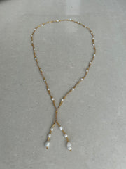 Bead and Pearl Necklace Long