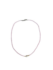 Seed Bead Necklace with Pearl - Pale Pink