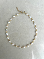 Fresh Water Pearl Necklace with Beads - Gold