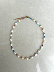 Fresh Water Pearl Necklace with Beads - Multicolour