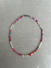 Rubber Bead and Pearl Necklace