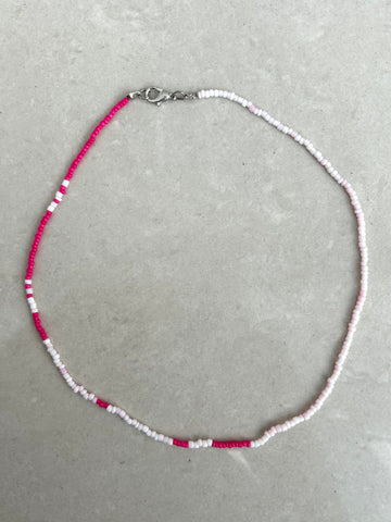 Seed Bead Necklace Short - Light and Dark Pink